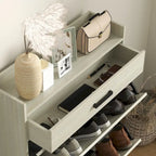 Shoe Cabinet with Doors, 6-Tier Shoe Storage Cabinet with Adjustable Shelves, Wooden Shoes Rack Shoe Storage Organizer