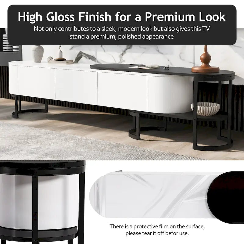 67.7 -76.4 Extendable TV Stand for TVs up to 75 Inches,Entertainment Center Media Console with 3 Drawers,Metal Adjustable Legs