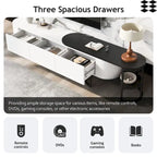 67.7 -76.4 Extendable TV Stand for TVs up to 75 Inches,Entertainment Center Media Console with 3 Drawers,Metal Adjustable Legs