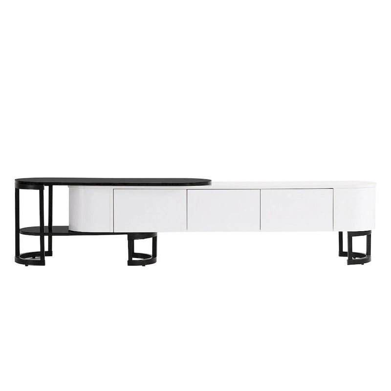 67.7 -76.4 Extendable TV Stand for TVs up to 75 Inches,Entertainment Center Media Console with 3 Drawers,Metal Adjustable Legs