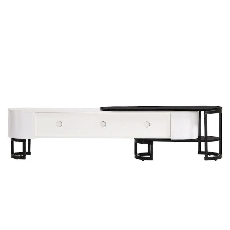 67.7 -76.4 Extendable TV Stand for TVs up to 75 Inches,Entertainment Center Media Console with 3 Drawers,Metal Adjustable Legs