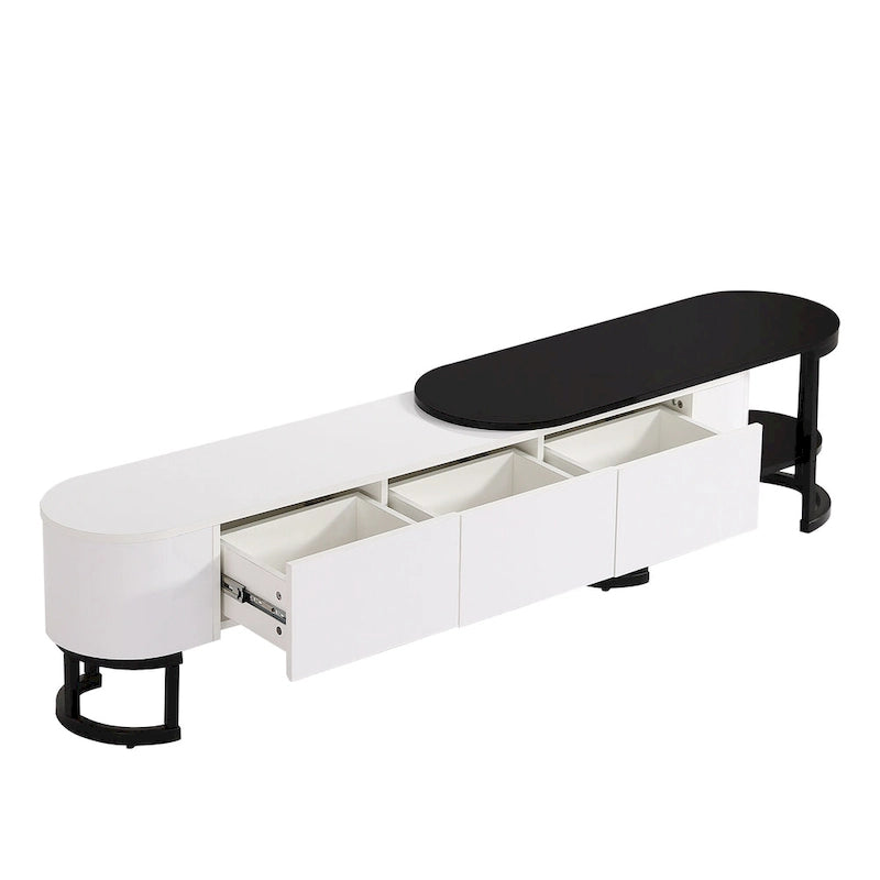 67.7 -76.4 Extendable TV Stand for TVs up to 75 Inches,Entertainment Center Media Console with 3 Drawers,Metal Adjustable Legs