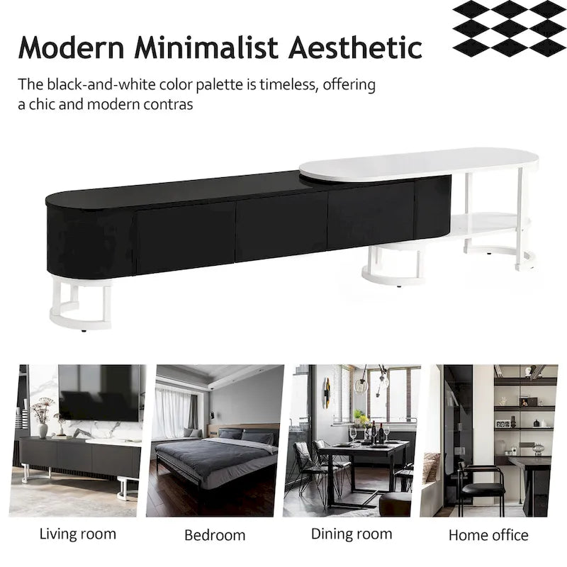 67.7 -76.4 Extendable TV Stand for TVs up to 75 Inches,Entertainment Center Media Console with 3 Drawers,Metal Adjustable Legs