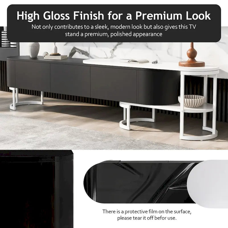67.7 -76.4 Extendable TV Stand for TVs up to 75 Inches,Entertainment Center Media Console with 3 Drawers,Metal Adjustable Legs