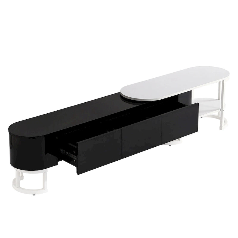 67.7 -76.4 Extendable TV Stand for TVs up to 75 Inches,Entertainment Center Media Console with 3 Drawers,Metal Adjustable Legs