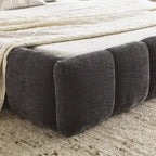 Chenille Upholstered Bed Grounded Platform Bed with Headboard