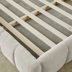 Chenille Upholstered Bed Grounded Platform Bed with Headboard