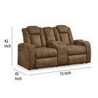 Power Recliner Loveseat, Adjustable Headrest, Gray Faux Nubuck Suede