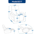 270 Genuine Leather Swivel and Rocker Power Recliner Chair for Elderly, Lving Room Single Sofa w/Lumbar Support & Rolled Arms