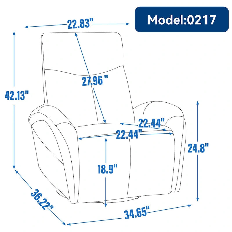 270 Genuine Leather Swivel and Rocker Power Recliner Chair for Elderly, Lving Room Single Sofa w/Lumbar Support & Rolled Arms