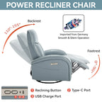270 Genuine Leather Swivel and Rocker Power Recliner Chair for Elderly, Lving Room Single Sofa w/Lumbar Support & Rolled Arms