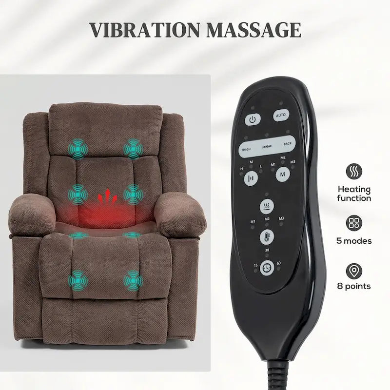 Power Lift Recliner Chair for Elderly with Massage and Heat, Fabric Massage Chair Recliner with Remote Controllers
