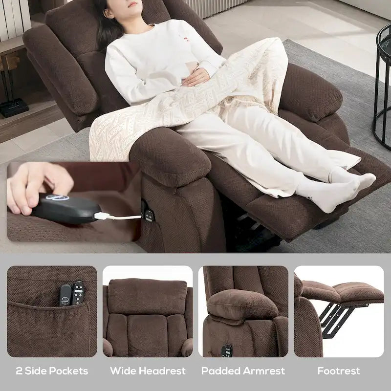 Power Lift Recliner Chair for Elderly with Massage and Heat, Fabric Massage Chair Recliner with Remote Controllers