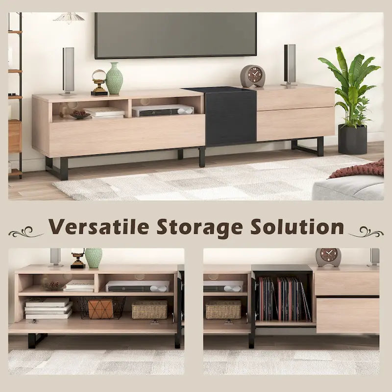 TV Stand for 80  TV with Double Storage Space, Media Console Table, Entertainment Center with Drop Down Door