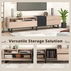 TV Stand for 80  TV with Double Storage Space, Media Console Table, Entertainment Center with Drop Down Door