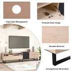 TV Stand for 80  TV with Double Storage Space, Media Console Table, Entertainment Center with Drop Down Door