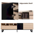 TV Stand for 80  TV with Double Storage Space, Media Console Table, Entertainment Center with Drop Down Door