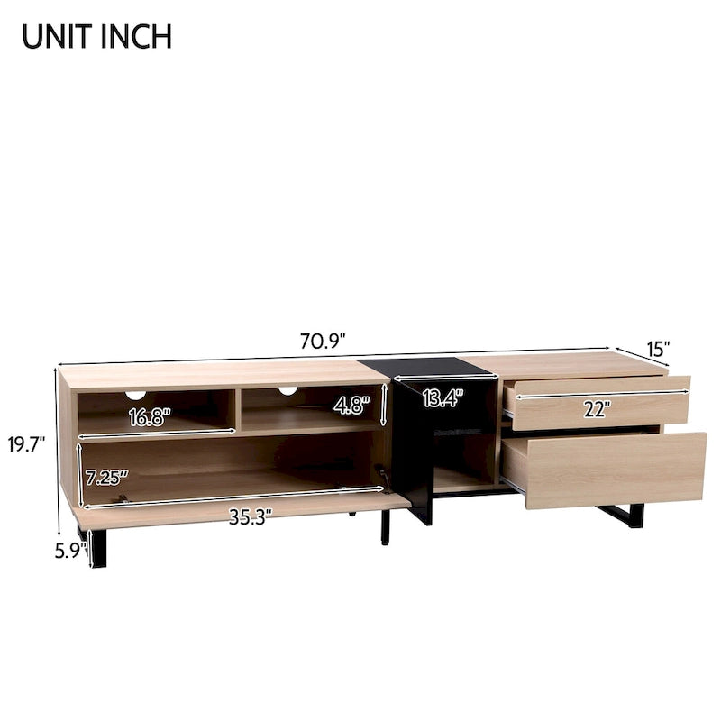 TV Stand for 80  TV with Double Storage Space, Media Console Table, Entertainment Center with Drop Down Door