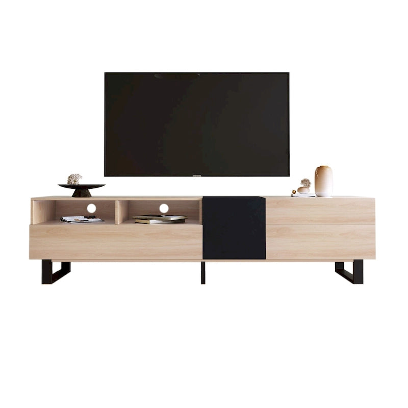TV Stand for 80  TV with Double Storage Space, Media Console Table, Entertainment Center with Drop Down Door
