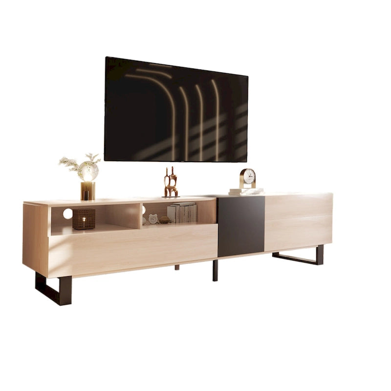 TV Stand for 80  TV with Double Storage Space, Media Console Table, Entertainment Center with Drop Down Door