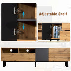TV Stand for 80  TV with Double Storage Space, Media Console Table, Entertainment Center with Drop Down Door