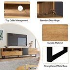 TV Stand for 80  TV with Double Storage Space, Media Console Table, Entertainment Center with Drop Down Door