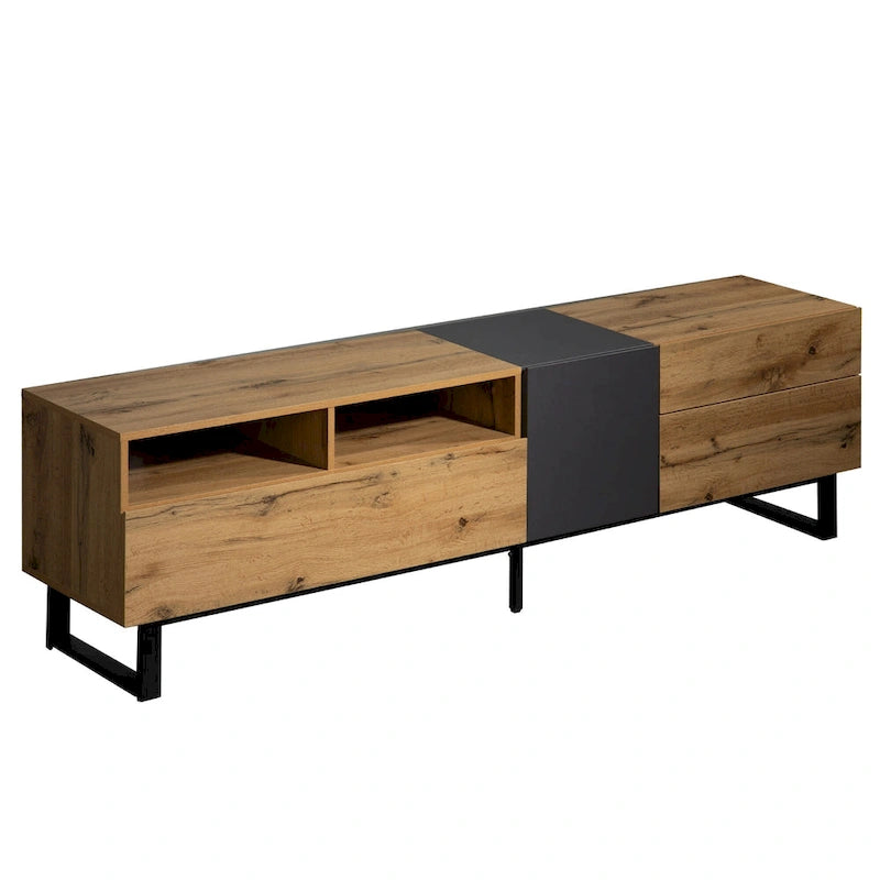 TV Stand for 80  TV with Double Storage Space, Media Console Table, Entertainment Center with Drop Down Door