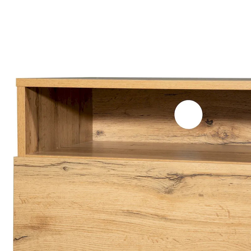 TV Stand for 80  TV with Double Storage Space, Media Console Table, Entertainment Center with Drop Down Door