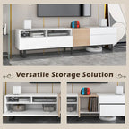 TV Stand for 80  TV with Double Storage Space, Media Console Table, Entertainment Center with Drop Down Door
