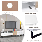 TV Stand for 80  TV with Double Storage Space, Media Console Table, Entertainment Center with Drop Down Door