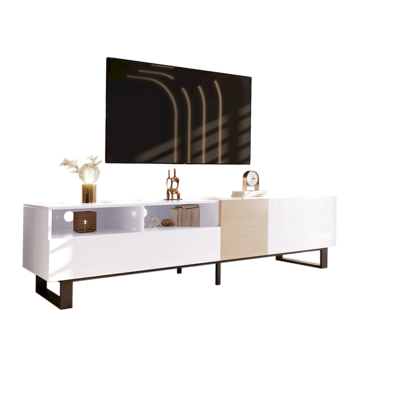TV Stand for 80  TV with Double Storage Space, Media Console Table, Entertainment Center with Drop Down Door