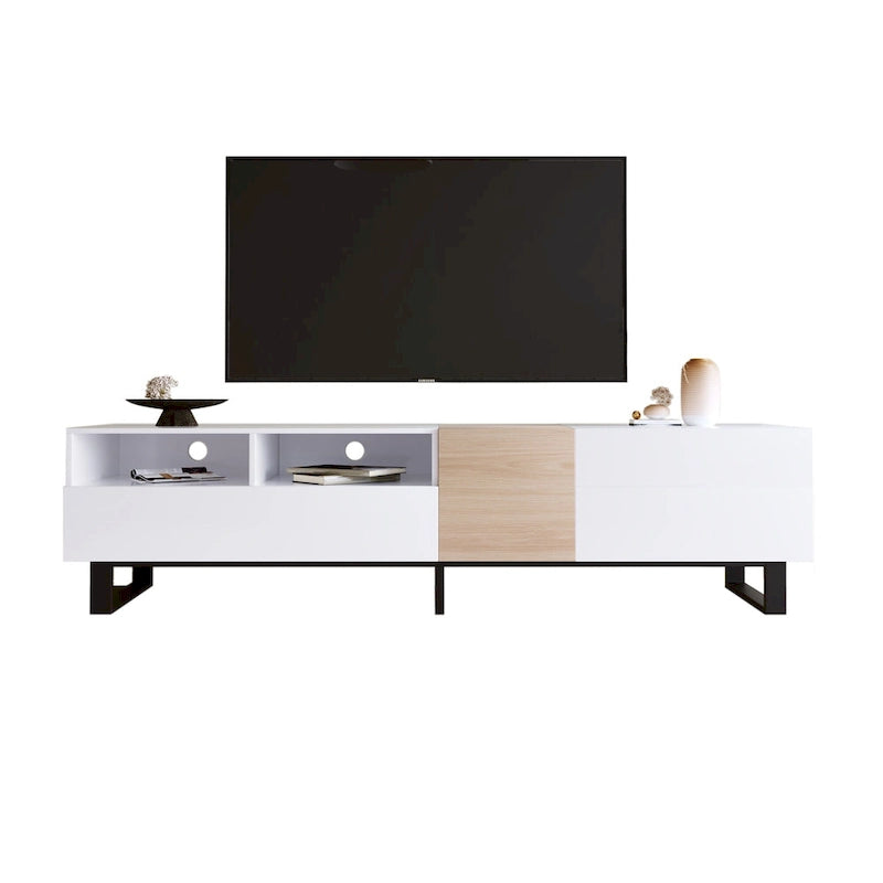 TV Stand for 80  TV with Double Storage Space, Media Console Table, Entertainment Center with Drop Down Door