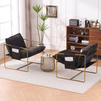 30.7  Arm Chair with Metal Frame and Gold Accents (Set of 2)