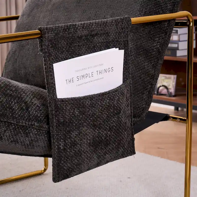 30.7  Arm Chair with Metal Frame and Gold Accents (Set of 2)