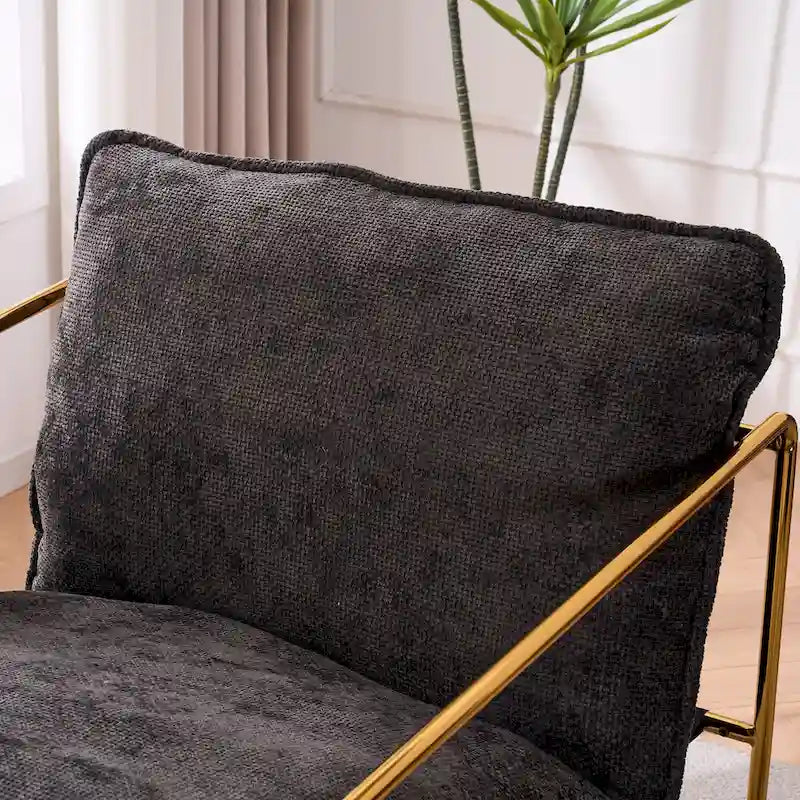 30.7  Arm Chair with Metal Frame and Gold Accents (Set of 2)