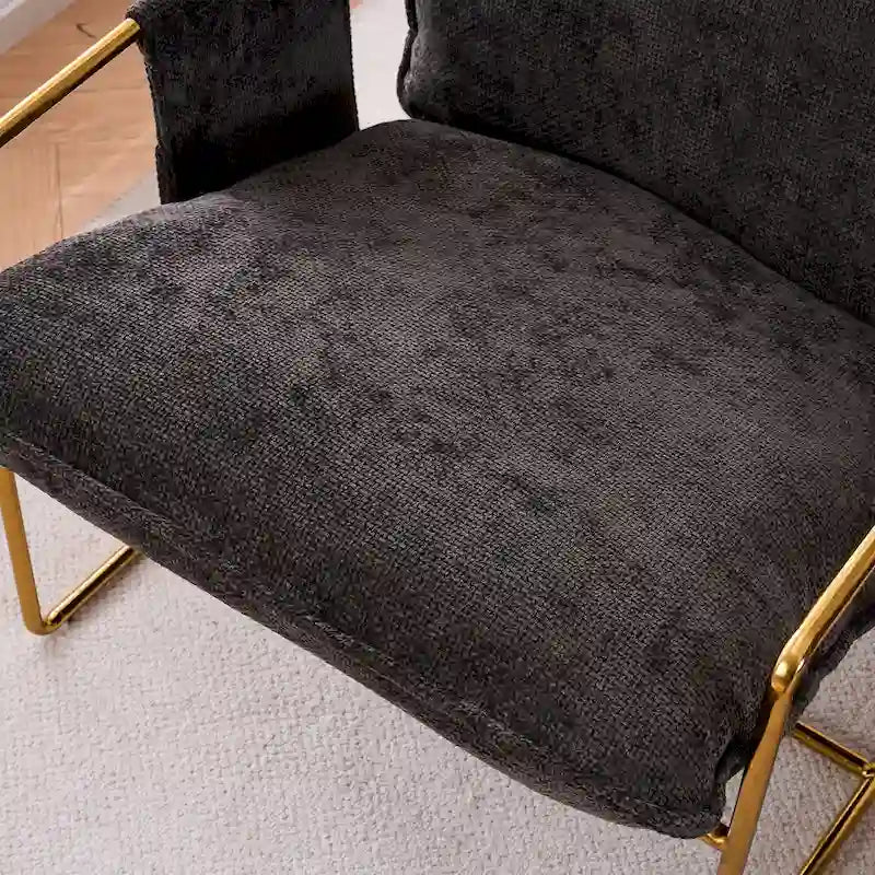 30.7  Arm Chair with Metal Frame and Gold Accents (Set of 2)