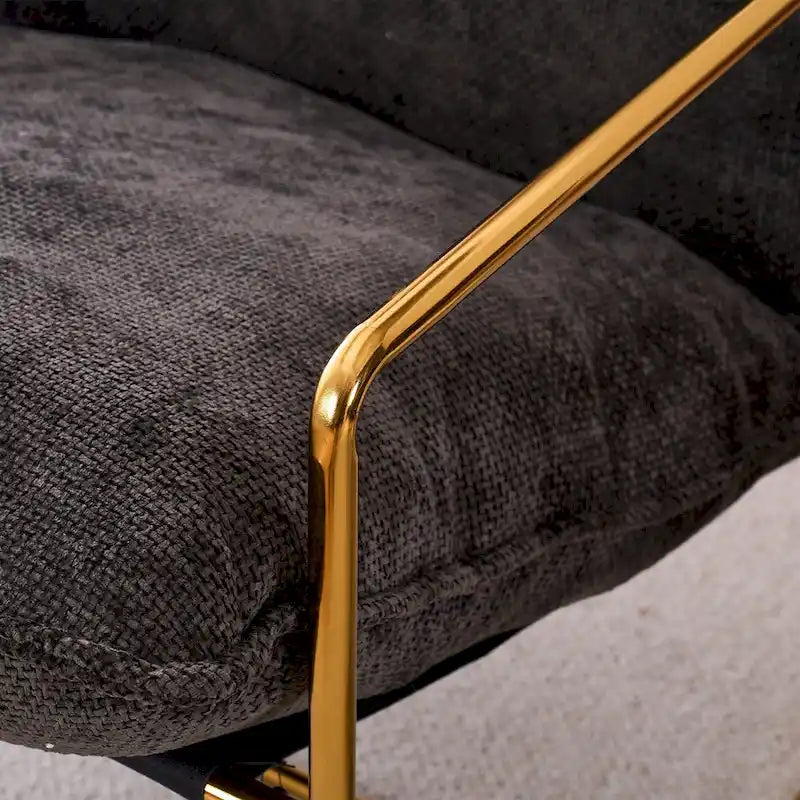 30.7  Arm Chair with Metal Frame and Gold Accents (Set of 2)