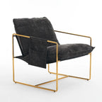 30.7  Arm Chair with Metal Frame and Gold Accents (Set of 2)