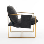 30.7  Arm Chair with Metal Frame and Gold Accents (Set of 2)