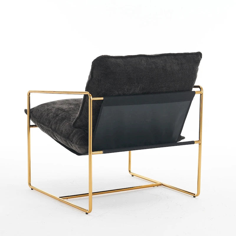 30.7  Arm Chair with Metal Frame and Gold Accents (Set of 2)