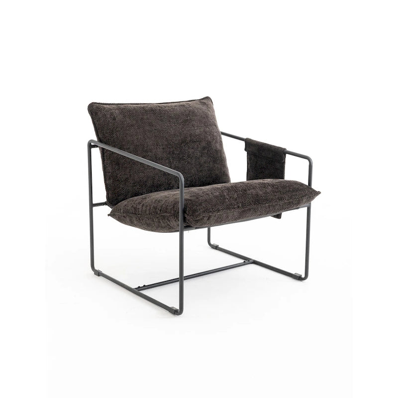 30.7  Arm Chair with Metal Frame and Gold Accents (Set of 2)