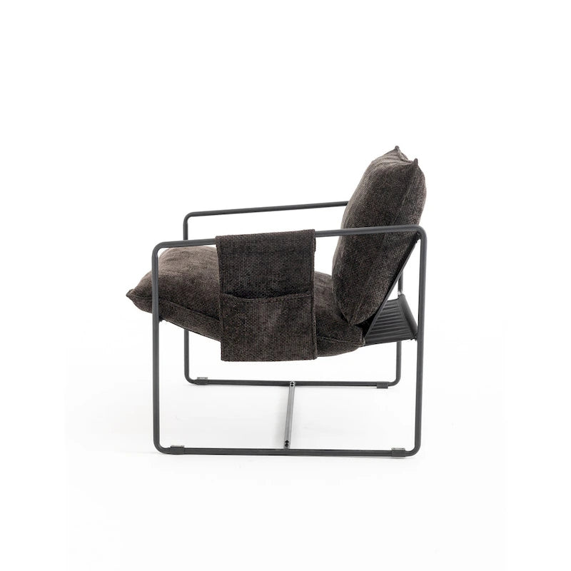 30.7  Arm Chair with Metal Frame and Gold Accents (Set of 2)
