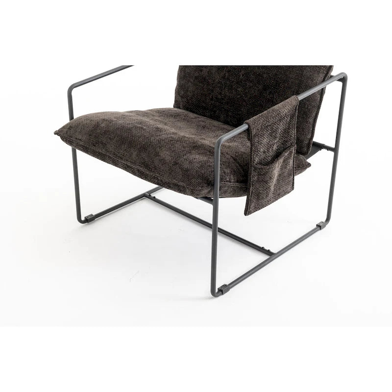 30.7  Arm Chair with Metal Frame and Gold Accents (Set of 2)