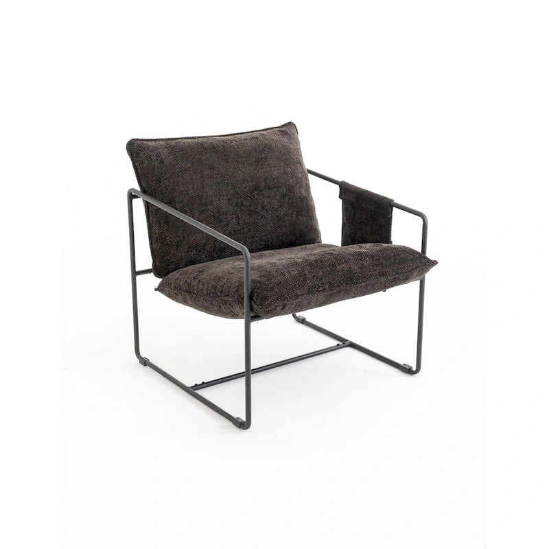 30.7  Arm Chair with Metal Frame and Gold Accents (Set of 2)