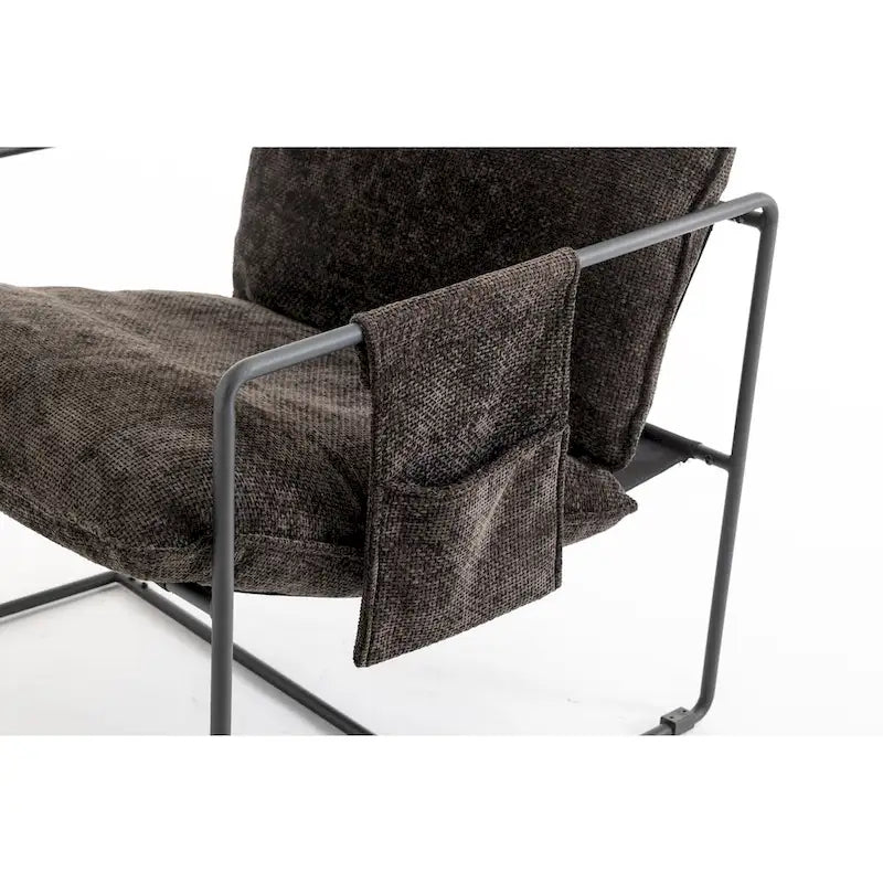 30.7  Arm Chair with Metal Frame and Gold Accents (Set of 2)
