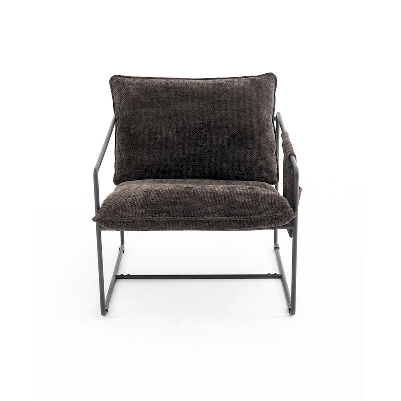 30.7  Arm Chair with Metal Frame and Gold Accents (Set of 2)