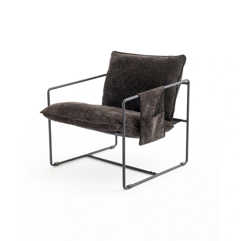 30.7  Arm Chair with Metal Frame and Gold Accents (Set of 2)