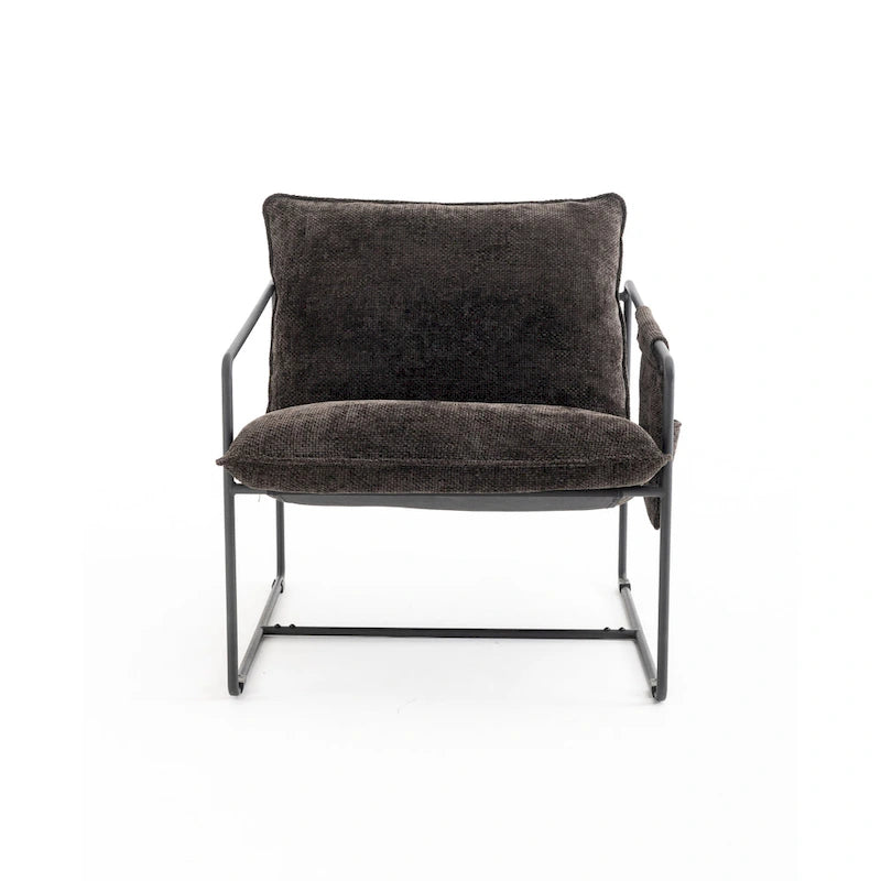 30.7  Arm Chair with Metal Frame and Gold Accents (Set of 2)