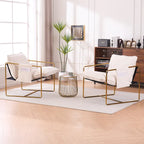30.7  Arm Chair with Metal Frame and Gold Accents (Set of 2)