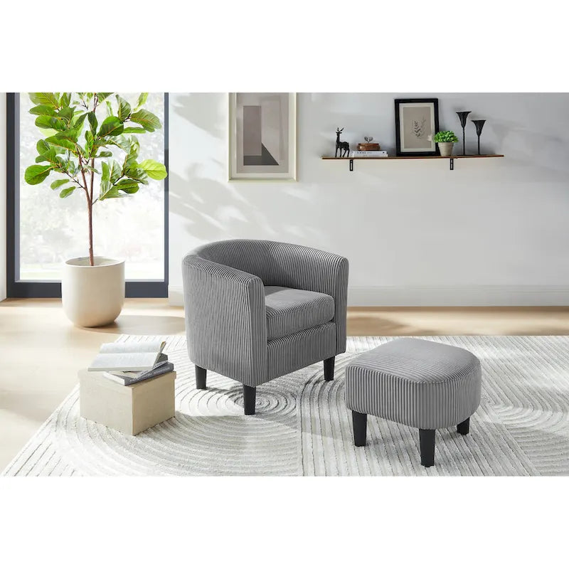 26.38  Corduroy Arm Chair with Ottoman